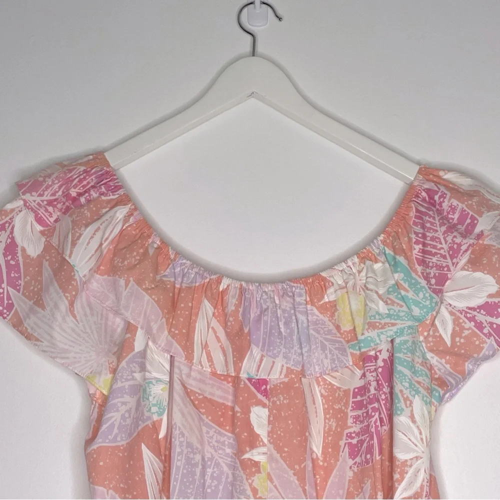 Kole Kole Vintage Made in USA Hawaiian off the shoulder Mumu floral Dress Medium - Picture 6 of 16